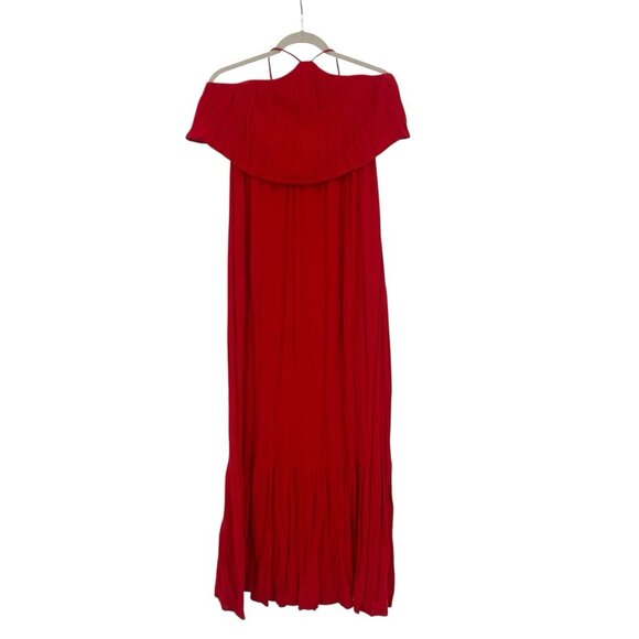 DEE ELLY Women's Size Small Red High Halter Neck Midi Dress Ruffles - Picture 1 of 11